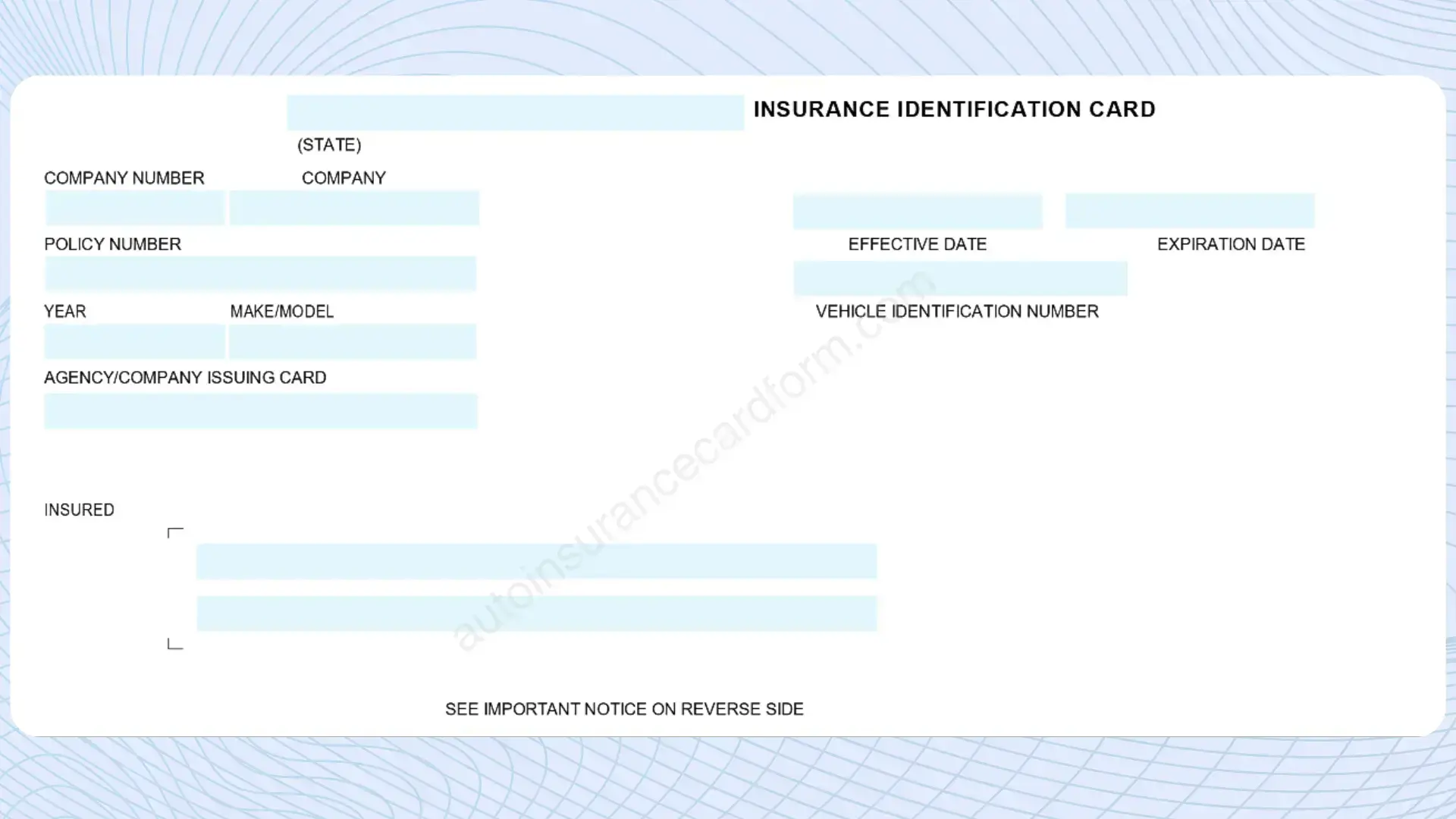 Insurance Card Template